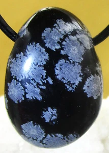 SCHNEEFLOCKENOBSIDIAN Trommelstein Anhänger gebohrt Nr.7 - Bild 1 von 2