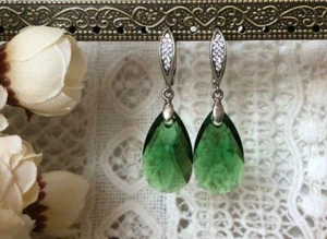 Vintage Earring Silver 925 Soviet Citrine Stamp Cubic Zirconi Jewelry Ussr Women - Picture 1 of 9