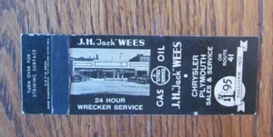 CITIES SERVICE GAS STATION MATCHBOOK COVER: JACK WEES PLYMOUTH CARS SULLIVAN, IN - Foto 1 di 3