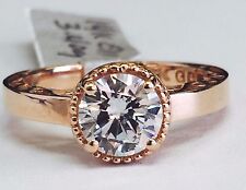 14K Rose Gold Cubic Zirconia Round Cut CZ Solitaire Filigree Engagement Ring