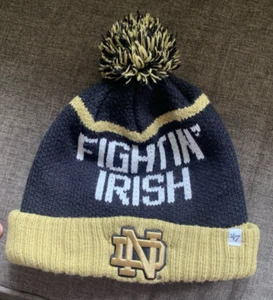 '47 Brand Notre Dame Fighting Irish Knit Pom Cuffed Beanie Navy/Gold One Size - Picture 1 of 11