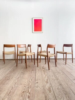 6 Dänische Mid Century Teak Stühle, Danish Design Niels Møller #77, J.L. Mollers - Bild 1 von 4