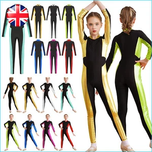 UK Kids Girls Zipper Bodysuit Gymnastics Jumpsuit Performance Leotard Costume - Picture 1 of 64