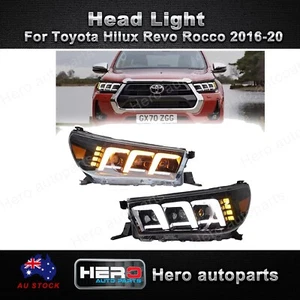 Set LH&RH Full LED DRL Sequential Head Light For Toyota Hilux Revo Rocco 2016-20 - Picture 1 of 3