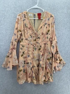 V Cristina Women's Dress Pink Floral Bell Sleeve Size Small Flutter A Line - Picture 1 of 15
