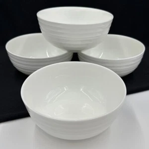 Mikasa Swirl White (Bone) Set Of (4) 6” Coupe Soup Bowl Ribbed Rings •PRISTINE• - Picture 1 of 14