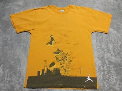 Air Jordan Playground Boys Shirt XL Yellow Black Logo Jump Shot Enjoy Flight AOP - Image 1 of 4