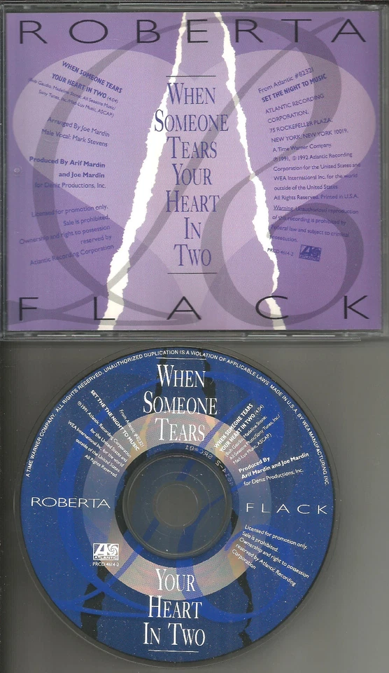 ROBERTA FLACK When Someone Tears Your Heart In Two PROMO DJ CD single 1992 USA - Image 1 of 1