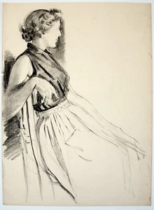 Cor Visser (1903-1982) Graphitzeichnung weibliche Lebensstudie um 1950 - Bild 1 von 2