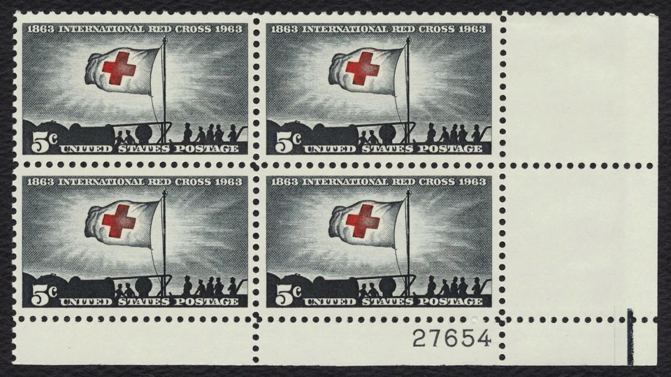 #1239 5c International Red Cross, Plate Block [27654 LR] **ANY 5=FREE SHIPPING** - Image 1 of 1