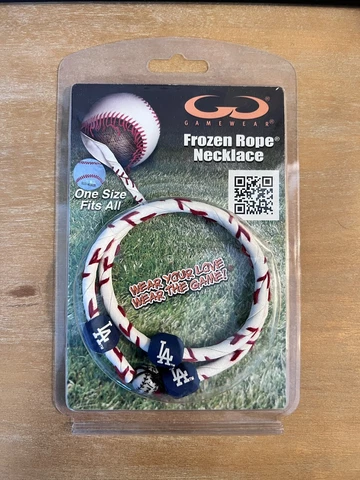 Los Angeles Dodgers Frozen Rope Baseball Necklace Jewelry Leather NIP VHTF Cover