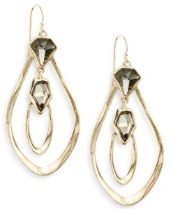 Alexis Bittar Miss Havisham Orbiting Aura Pyrite Doublet hoop Drop Earrings - Picture 1 of 6