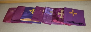 7 KATHOLISCHE MASSE KELCHSCHLEIER LILA SEIDENTÖNE SCHÖNES SET 2 - Bild 1 von 16