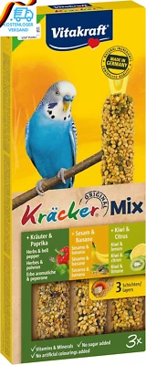 BESUCHE DEN VITAKRAFT-STORE Vitakraft Kräcker Mix, Vogelsnack, Für Wellensittiche, Knabberstangen, Mit Kräut