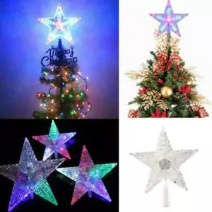 LED Tree Topper Star Christmas Decorations Top Xmas Star Light Up Glitter Gift - Picture 1 of 23