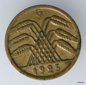 Germany Weimar 5 Reichspfennig 1925G, Coin, Inv#A657 - Picture 1 of 2