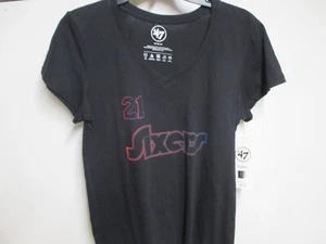 PHILADELPHIA 76ERS JOEL EMBIID #21 47 BRAND WOMENS V-NECK T SHIRT (MD) NWT SOFT - Picture 1 of 7