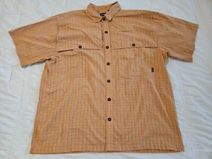 Vintage Patagonia Men's XL Short Sleeve Button Down Up Shirt Plaid Orange BX7 - Picture 1 of 24