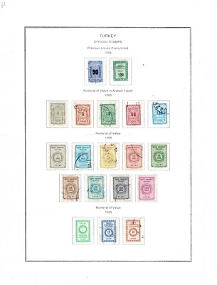 Turkey 1959-65 Official Stamps  -  Two Pages - Complete Sets Of Stamps - MH/FU - Image 1 of 2