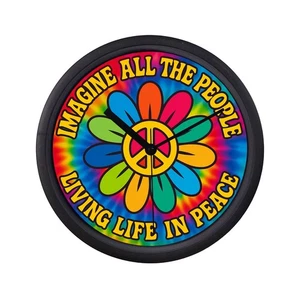 Tie Dye Flower Peace Sign Wall Clock Hippy Boho Retro Decor Gift – Retro Hippie - Picture 1 of 3