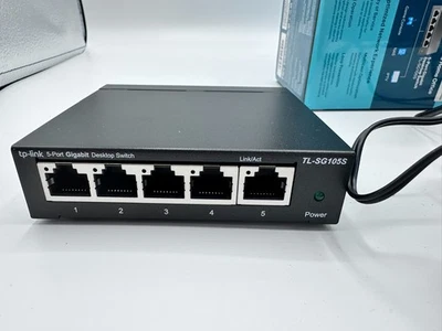 TP-Link TL-SG105S 5-Port Gigabit Ethernet Desktop Switch Fully Working Open Box - Image 1 of 4