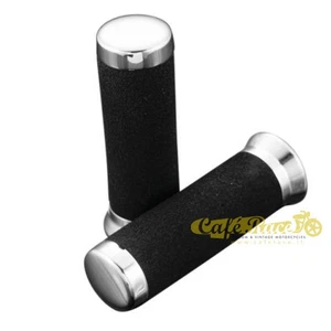 Poignée Diamètre 1 " 25,4mm en Éponge Avec Embouts Chrome Moto Custom - Picture 1 of 2