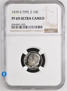 1979-S TYPE 2 10c Proof NGC PF-69 Ultra Cameo Roosevelt Dime - Picture 1 of 2