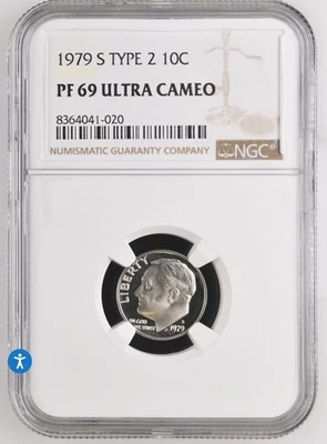 1979-S TYPE 2 10c Proof NGC PF-69 Ultra Cameo Roosevelt Dime - Image 1 of 2