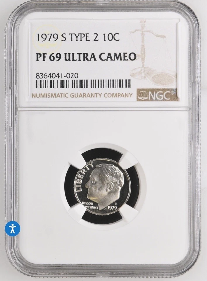 1979-S TYPE 2 10c Proof NGC PF-69 Ultra Cameo Roosevelt Dime - Image 1 of 2