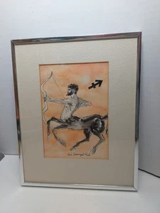 Mia Tschampel 1974 Schütze "Der Bogenschütze" Zentaur Original Tusche & Aquarell  - Bild 1 von 7