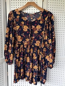 Rusttydustty Babydoll Túnica Camisa Vestido 2XL Floral Mini Bohemio Campesino Boho - Imagen 1 de 6