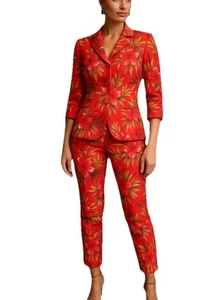 Silkland Damen zweiteiliges Set 100 % Seide Bluse & Hose tropische Blumen Größe 6 - Bild 1 von 9