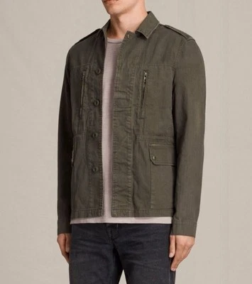Allsaints Taylor Utility Jacket Men's Size S Zipped Green Military Style Top - Image 1 of 4