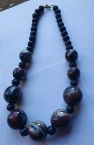 Large Round Chunky Multicoloured Beaded Necklace Blue Pink Purple White Silver - Picture 1 of 9