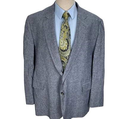 Stafford Blazer Men 52R Blue Classic Fit Blue Linen Summer Cotton Sport Jacket - Image 1 of 4
