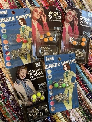Vintage Scovill Dritz Clinton Purple Pearl Neon Ginger Snaps Snap Fasteners - Image 1 of 4