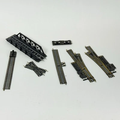 Model Train Track Set With Bridge Left Right Switch Pieces Perfect For Hobbyists - Image 1 of 4