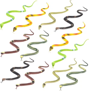 12-Pack Realistic Snakes – 14” Multicolor Snake Toys for Outdoor Decor, Pranks,  - Picture 1 of 12