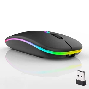 Wireless Bluetooth Mouse,LED Dual Mode Rechargeable Silent Slim Laptop Mouse,... - Picture 1 of 8