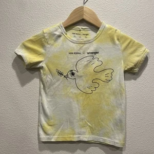 Mini Rodini X Wrangler Unisex Kids Yellow T-Shirt Western Bird Tie Dye SZ 3-5Y - Picture 1 of 4