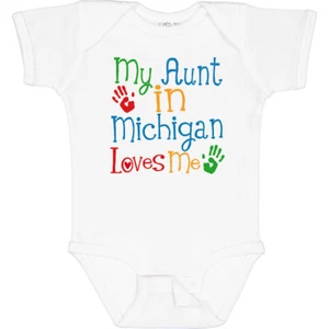 Inktastic My Aunt In Michigan Loves Me Baby Bodysuit Childs One-piece Infant Hws - Picture 1 of 7
