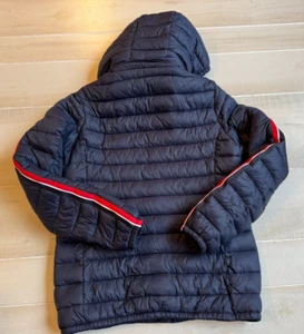Zyia Active Puffy Coat Full Zip Hooded Sz  M blue  Telluride stripe  women's - Picture 1 of 5