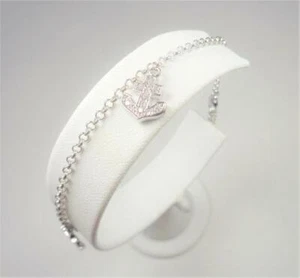 BEACH FASHION NAUTICAL SILVER TONE RHODIUM SHIP ANCHOR WHITE CZ SEA LIFE ANKLET - Picture 1 of 7