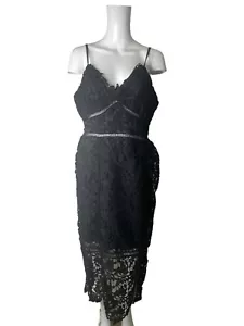 BOOHOO Bodycon Midi Dress Size Large 16 Black Lace Panel Womens NEW EU44 RRP £29 - Picture 1 of 14