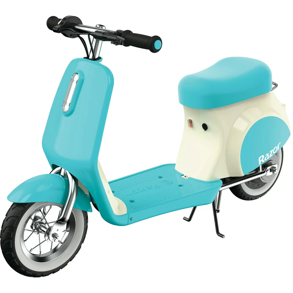 Kids 12V Razor Retro Euro-Style Battery-Powered Electric Scooter, Ages 7+, Blue - Image 1 of 4