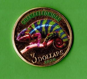 Moneda MALAITA 2024 3 dólares camaleón CHAMAELEONIDAE - Imagen 1 de 2