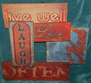 IMPRESIONANTE COLGANTE DE PARED DE LONA! "VIVE BIEN RÍE A MENUDO AMA MUCHO" - Imagen 1 de 8