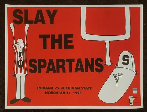 VINTAGE 1995 Indiana University Hoosiers Football Game Week Poster-Michigan St Cover