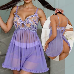 Women's Sexy-Lingerie Babydoll G-string Sleepwear Underwear Lace Dress Nightwear - Picture 1 of 67
