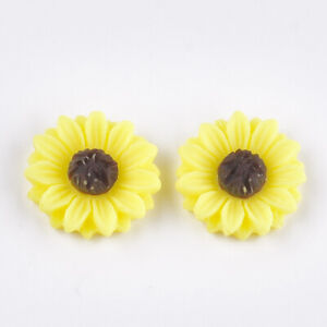 200pcs Flatback Resin Sunflower Cabochons Daisy Charms For Scrapbooking 15x5mm